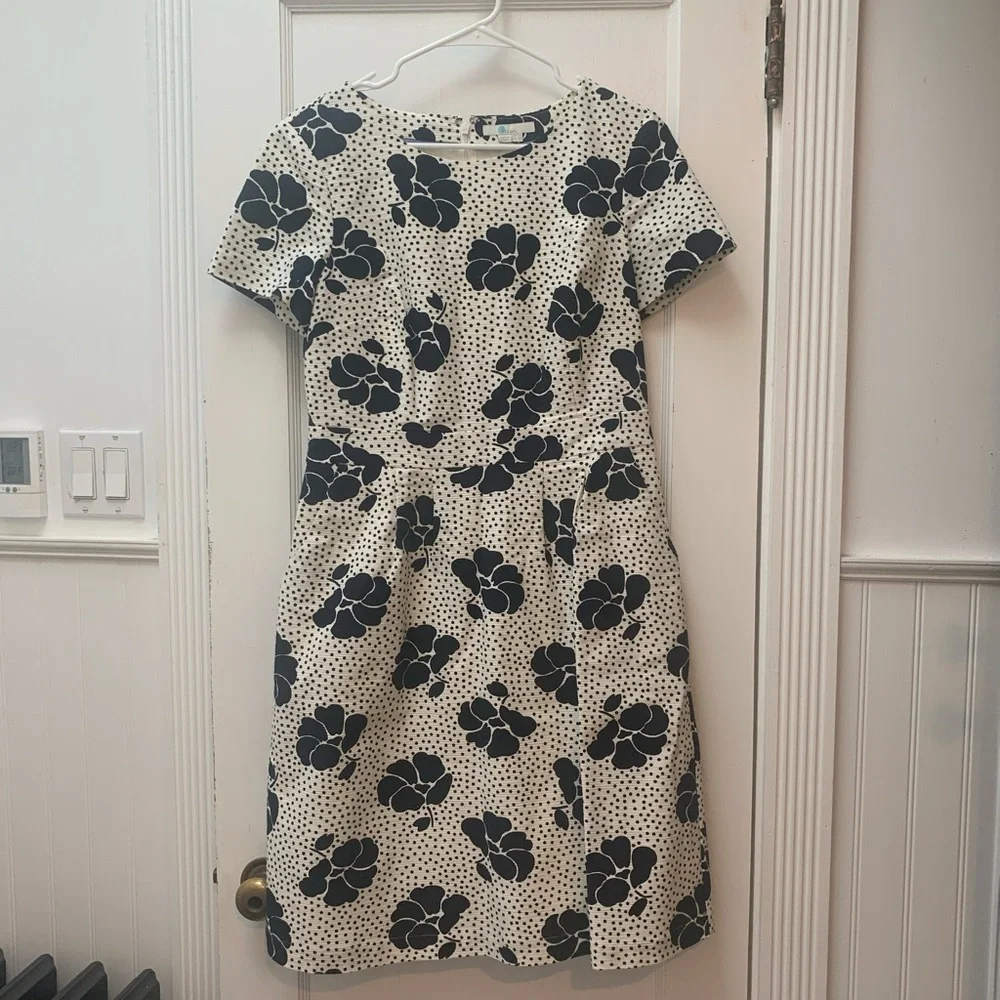 EUC Boden Sierra Primrose Midi Dress - Navy/Ivory w/ POCKETS - Picture 2 of 5